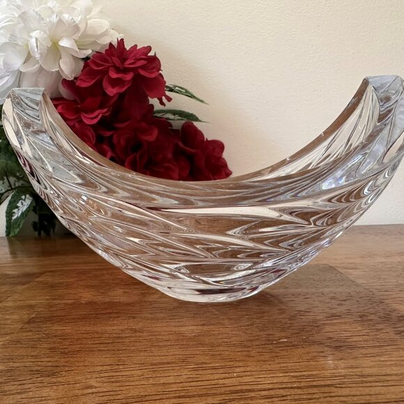 Vintage Rogaska Crystal Art Glass Bowl Hand Cut Slovenia Modern‎ Wavy Design - Picture 6 of 6